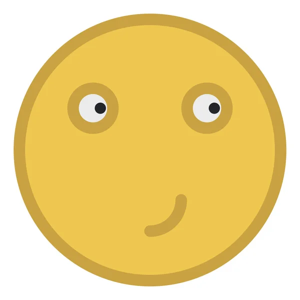 Yellow Smiley Smug Face Illustration Vector White Background — Stock Vector