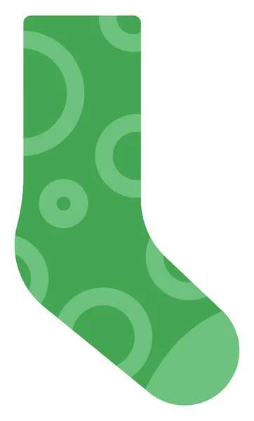 Chaussette Verte Avec Cercles Illustration Vecteur Sur Fond Blanc — Image vectorielle