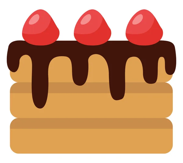 Erdbeer Schokoladenkuchen Illustration Vektor Auf Weißem Hintergrund — Stockvektor