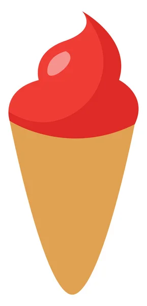Παγωτό Φράουλα Κόκκινο Κώνο Εικονογράφηση Διάνυσμα Λευκό Φόντο — Διανυσματικό Αρχείο