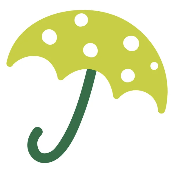 Paraguas Verde Brillante Con Puntos Ilustración Vector Sobre Fondo Blanco — Archivo Imágenes Vectoriales