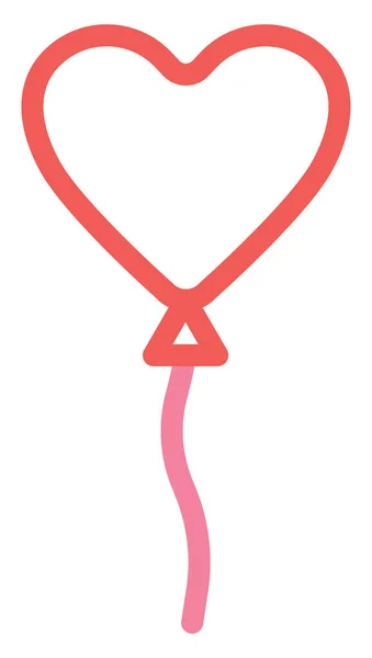 Röd Hjärta Ballong Illustration Vektor Vit Bakgrund — Stock vektor