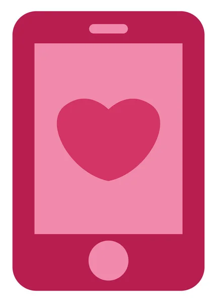 Celular Rojo Con Corazón Ilustración Vector Sobre Fondo Blanco — Archivo Imágenes Vectoriales