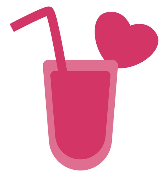 Cocktail Amour Avec Paille Illustration Vecteur Sur Fond Blanc — Image vectorielle