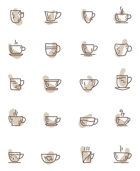 Кофейные Чашки Иллюстрация Вектор Белом Фоне — стоковый вектор