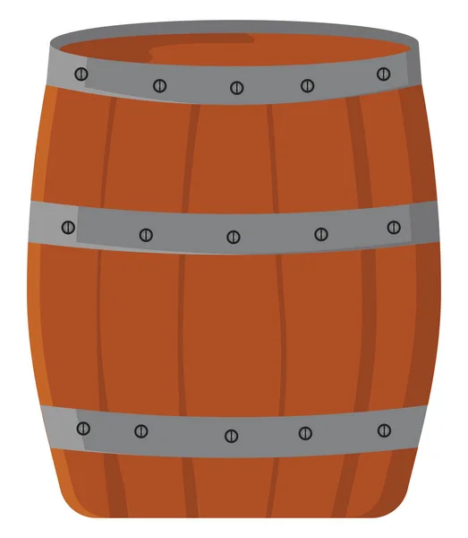 Brown Old Barrel Illustration Vector White Background — Stock Vector