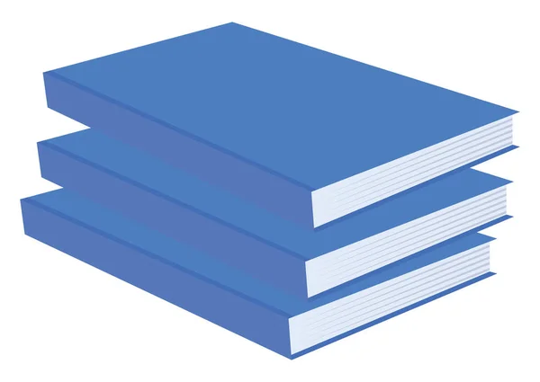 Trois Livres Bleus Illustration Vecteur Sur Fond Blanc — Image vectorielle