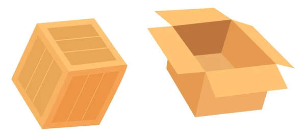2つのボックス イラスト 白い背景のベクトル — ストックベクタ