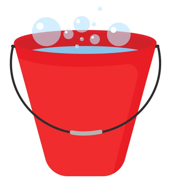 红色桶充满水 白色背景上的矢量 — 图库矢量图片