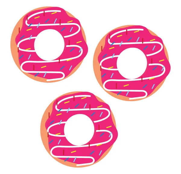 Roze Donut Illustratie Vector Een Witte Achtergrond — Stockvector