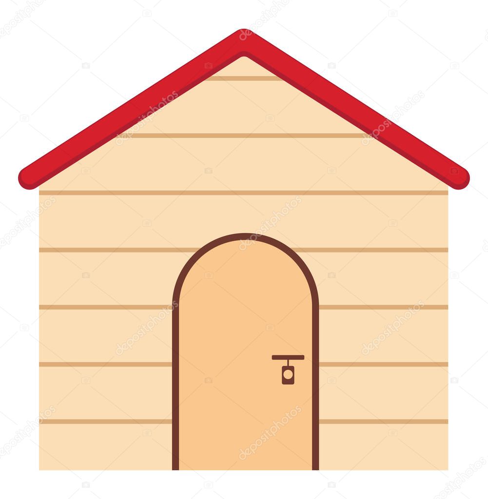 Cute dog house, illustration, vector on a white background.