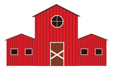 Büyük kırmızı çiftlik evi, illüstrasyon, beyaz arka planda vektör..