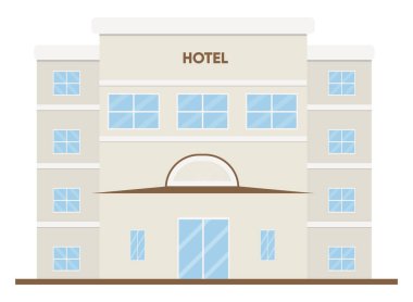 Büyük beyaz otel, illüstrasyon, beyaz arka planda vektör..