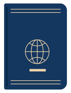 Mavi pasaport, illüstrasyon, beyaz arkaplanda vektör.