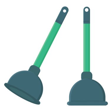 Mavi tuvalet pompası, illüstrasyon, beyaz arka planda vektör..