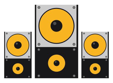 Sarı hoparlörler, illüstrasyon, beyaz arkaplan üzerindeki vektör.