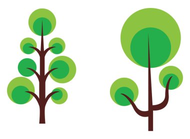 Yeşil ağaçlar, illüstrasyon, beyaz arkaplandaki vektör.