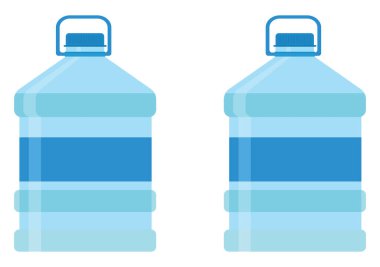 Beyaz zemin üzerinde iki galon su, illüstrasyon, vektör.