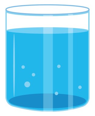 Bir bardak su, illüstrasyon, beyaz arkaplanda vektör..