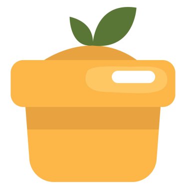 Sarı kapta bitki, illüstrasyon, vektör, beyaz arka planda.