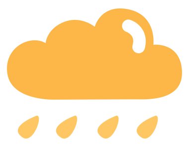 Sarı yağmur bulutu, illüstrasyon, vektör, beyaz arkaplanda.