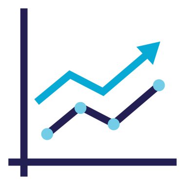 Beyaz zemin üzerinde mavi analitik ok, illüstrasyon, vektör.