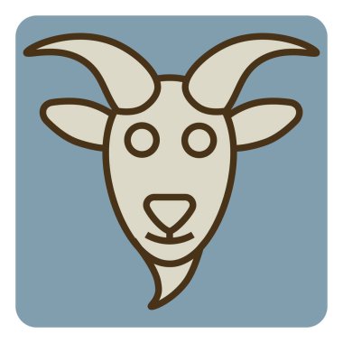 Kahverengi keçi kafası, illüstrasyon, vektör, beyaz arka planda..