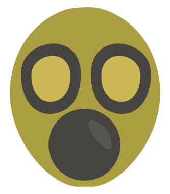 Beyaz arka planda yeşil gaz maskesi, illüstrasyon, vektör.