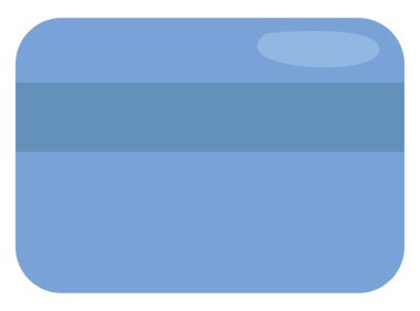 Mavi kredi kartı, illüstrasyon, vektör, beyaz arka planda.