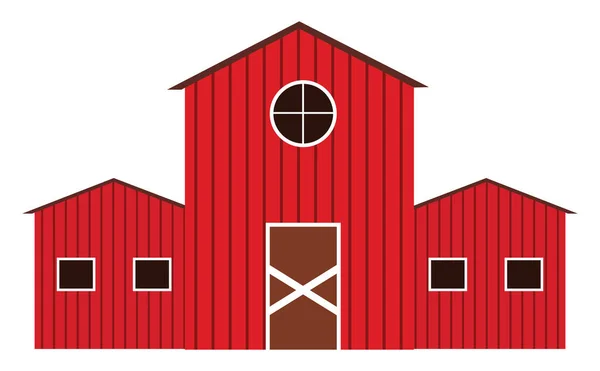 Grande Ferme Rouge Illustration Vecteur Sur Fond Blanc — Image vectorielle