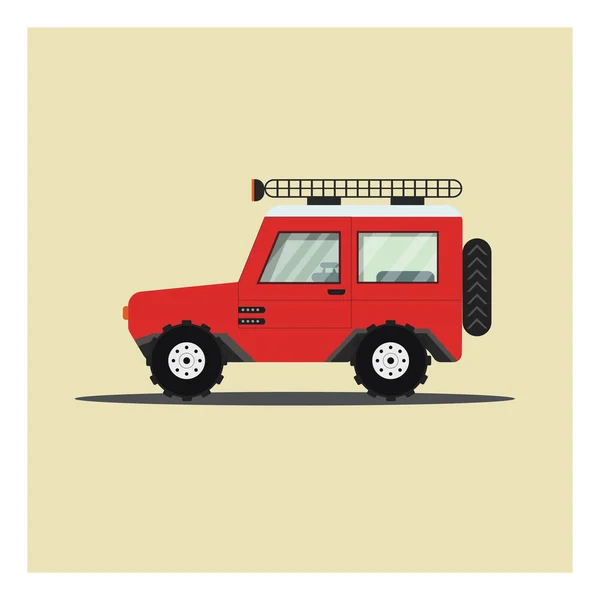 Jeep Vermelho Ilustração Vetor Sobre Fundo Branco — Vetor de Stock