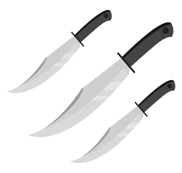 Three Sharp Knives Illustration Vector White Background — Stock Vector