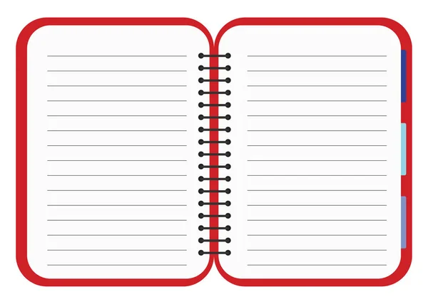 Carnet Filaire Rouge Illustration Vecteur Sur Fond Blanc — Image vectorielle