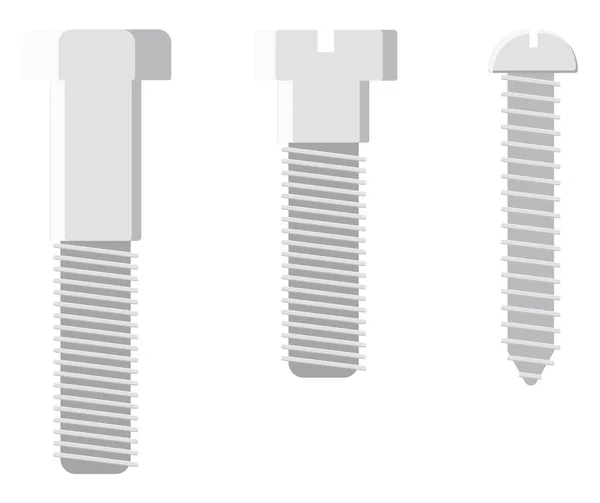 Metallschrauben Illustration Vektor Auf Weißem Hintergrund — Stockvektor