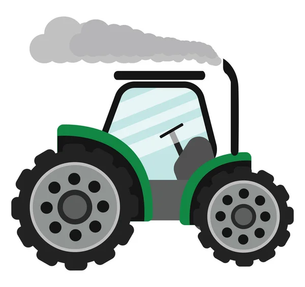 Tracteur Vert Illustration Vecteur Sur Fond Blanc — Image vectorielle