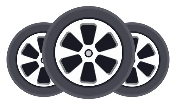 Tres Neumáticos Ilustración Vector Sobre Fondo Blanco — Vector de stock