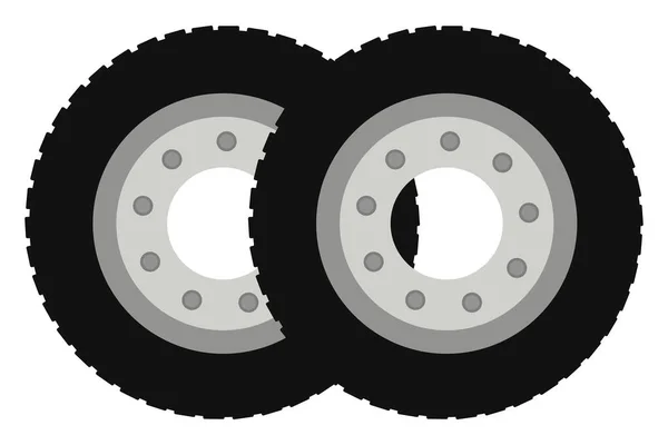 Dos Neumáticos Ilustración Vector Sobre Fondo Blanco — Vector de stock