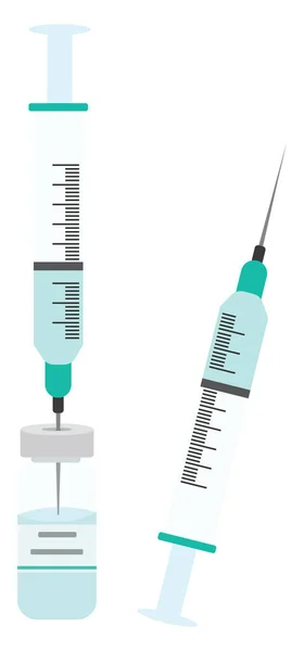 Deux Seringues Vaccinales Illustration Vecteur Sur Fond Blanc — Image vectorielle