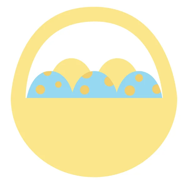 Blaue Und Gelbe Eier Korb Illustration Vektor Auf Weißem Hintergrund — Stockvektor