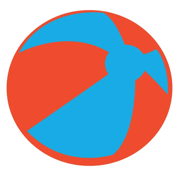 Pelota Playa Azul Roja Ilustración Vector Sobre Fondo Blanco — Vector de stock