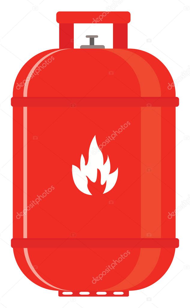 Red gas cylinder, illustration, vector on a white background.