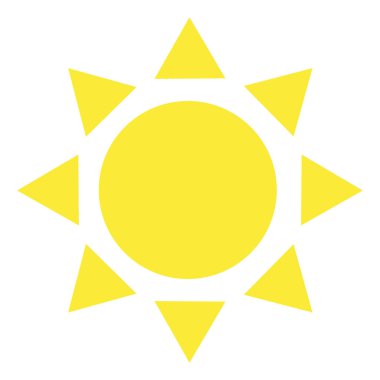 Sarı güneş, illüstrasyon, vektör, beyaz arkaplanda.