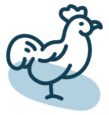 Ayakta duran horoz, illüstrasyon, vektör, beyaz arka planda.