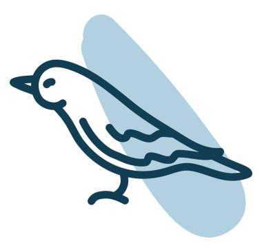 Beyaz arka planda küçük bir kuş duruşu, illüstrasyon, vektör..