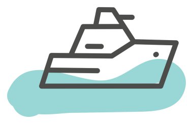 Beyaz küçük tekne, illüstrasyon, vektör, beyaz arka plan.