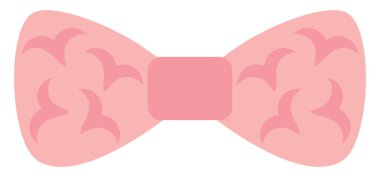 Beyaz arka planda kuşlarla pembe yay, illüstrasyon, vektör..