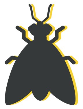 Beyaz arka planda büyük siyah kanatlı böcek, illüstrasyon, vektör.