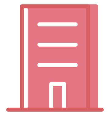 Beyaz zemin üzerinde kırmızı bina, illüstrasyon, vektör..