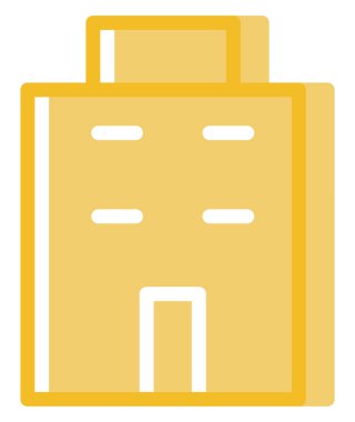 Sarı basit bina, illüstrasyon, vektör, beyaz arkaplan üzerinde.