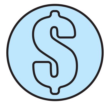 Beyaz arkaplanda dolar sembolü, illüstrasyon, vektör.